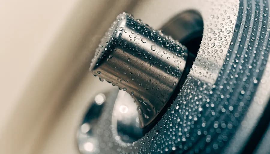Close-up of a refrigerator door seal and hinge
